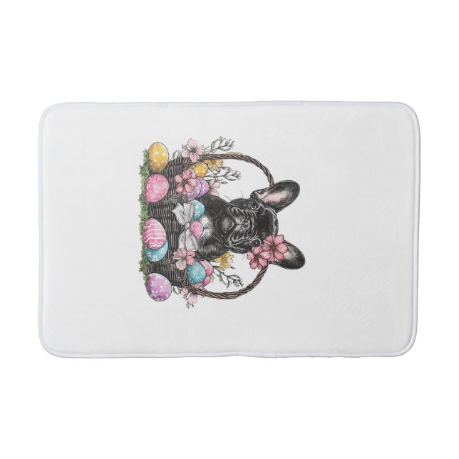 Frenchie Dog Easter Frenchie Dog Eggs Artwork T-Sh Bath Mat (Front)