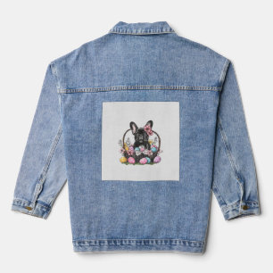 Frenchie Dog Easter Frenchie Dog Eggs Artwork T-Sh Denim Jacket