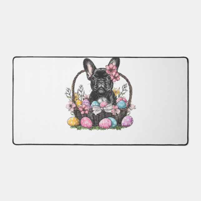 Frenchie Dog Easter Frenchie Dog Eggs Artwork T-Sh Desk Mat (Front)