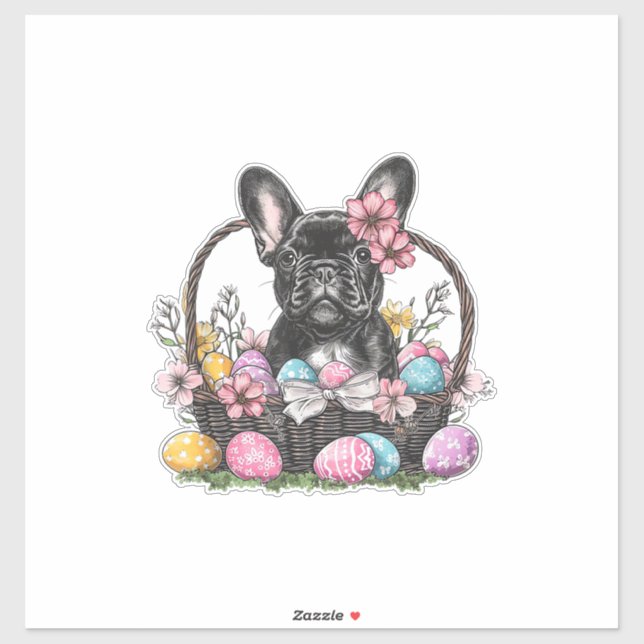 Frenchie Dog Easter Frenchie Dog Eggs Artwork T-Sh Sticker (Sheet)