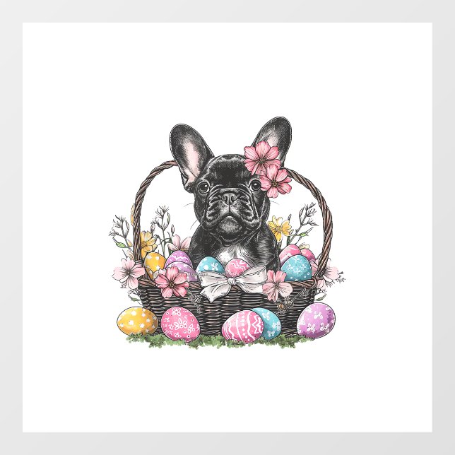 Frenchie Dog Easter Frenchie Dog Eggs Artwork T-Sh Window Cling (Sheet)
