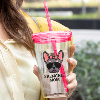 Frenchie Dog Mom Lilac and Tan French Bulldog Acrylic Tumbler