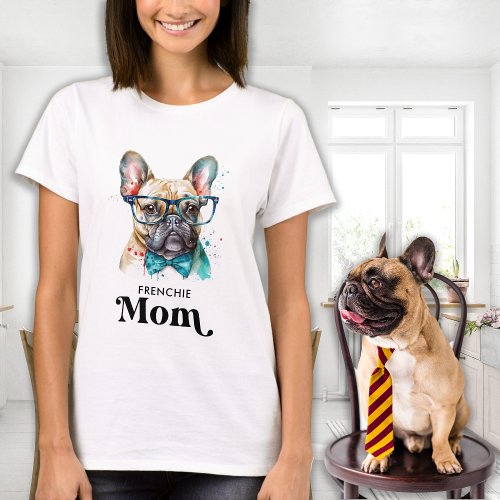 Frenchie Dog MOM Personalized Retro French Bulldog T_Shirt