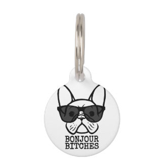 Frenchie Dog Pet Owner Bonjour Glasses Cool French Pet ID Tag