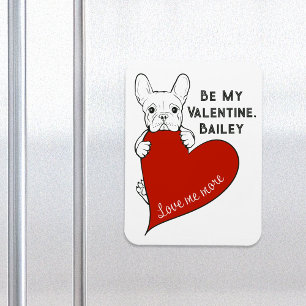 Frenchie Dog with a Red Heart Be My Valentine Magnet