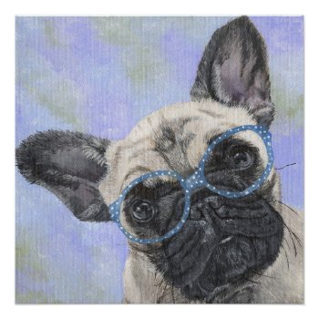 Frenchie Dog With Glasses Poster by Eclectic_Ramblings at Zazzle