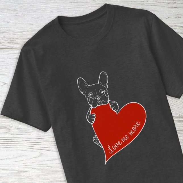 Frenchie Dog with Red Heart – French Bulldog T-Shirt (Creator Uploaded)