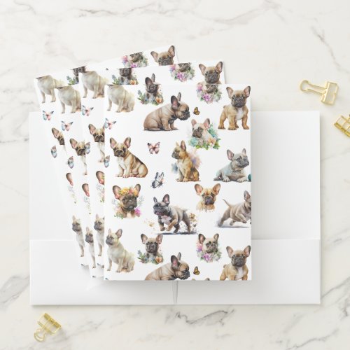 Frenchie Dogs and Butterflies Pocket Folder