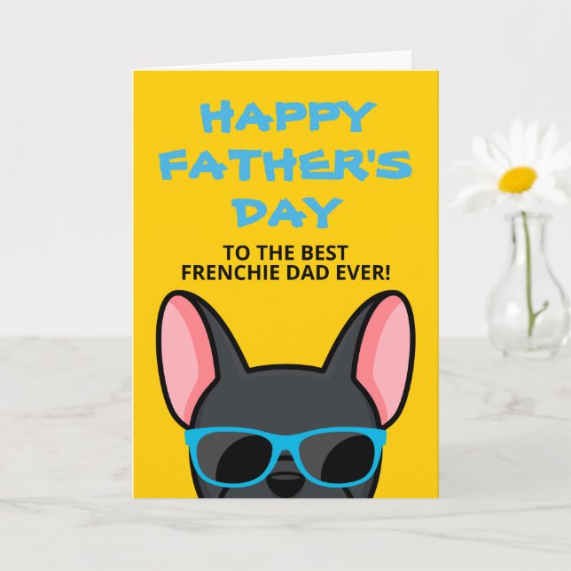Frenchie Father's Day Black French Bulldog Card (Small Plant)