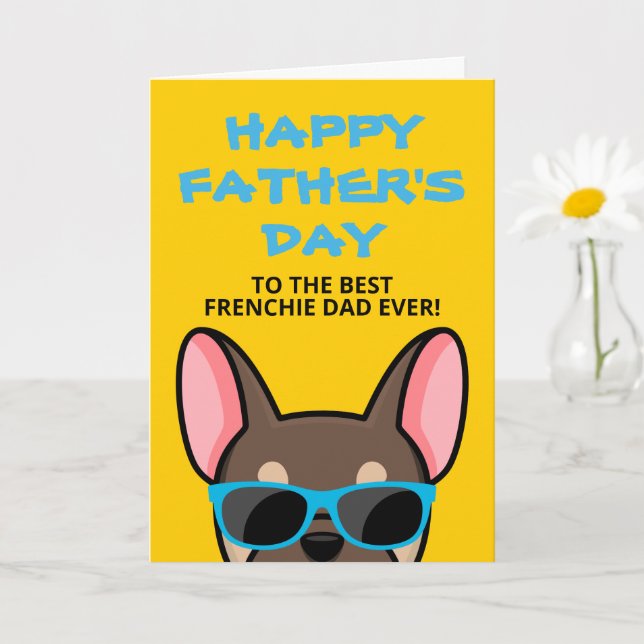 Frenchie Father's Day Brown Tan French Bulldog Card (Small Plant)