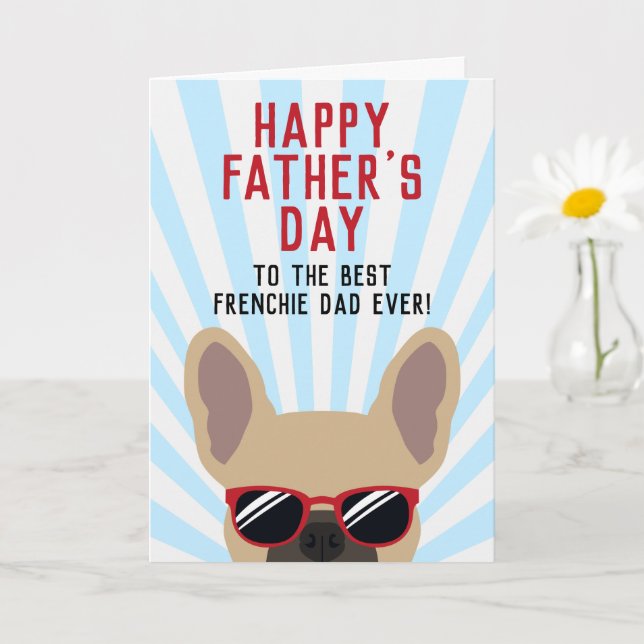Frenchie Father's Day Light Fawn French Bulldog Card (Small Plant)