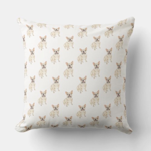 Frenchie Fawn Tan Cream Throw Pillow