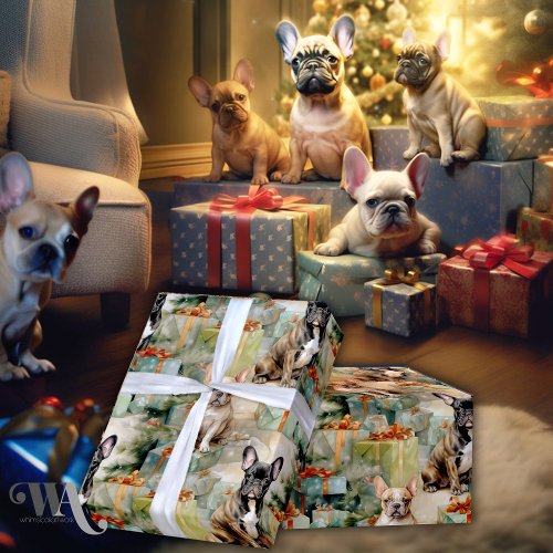Frenchie Festive Bliss  Wrapping Paper