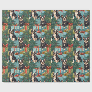 Frenchie Festive Puppy Christmas Wrapping Paper
