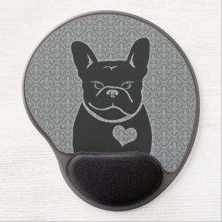 FRENCHIE FLEUR DE LIS Charcoal Grey Gel Mouse Pad