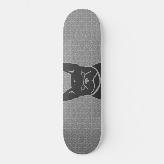 FRENCHIE FLEUR DE LIS Charcoal Grey Skateboard Deck (Front)