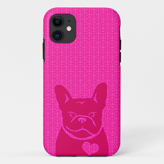 FRENCHIE FLEUR DE LIS Pnk iPhone 5/5S Tough Xtreme Case-Mate iPhone Case (Back)