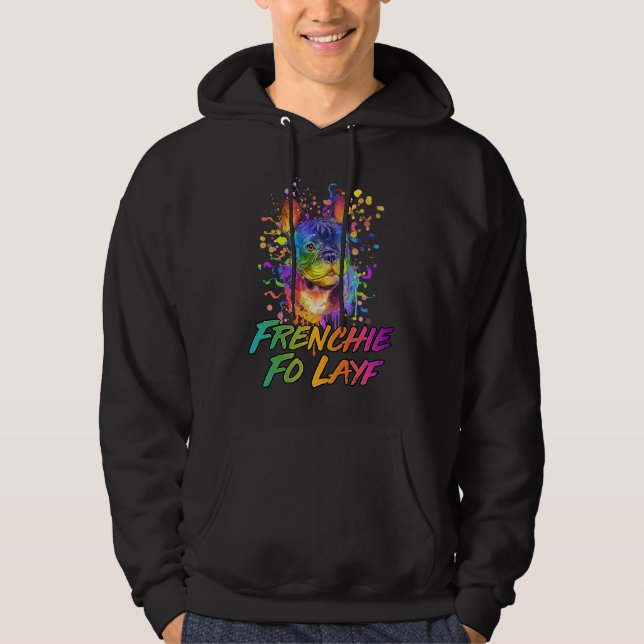 Frenchie Fo Layf Rescue Dog French Bulldog Adopt Hoodie (Front)