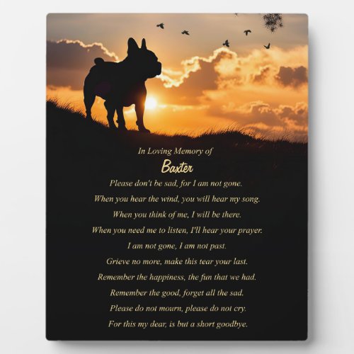 Frenchie French Bull Dog Memorial Plaque