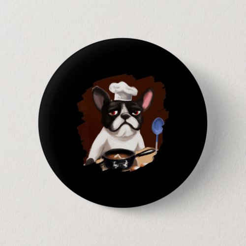 Frenchie French Bulldog Chef Cooking Food Dog  Button