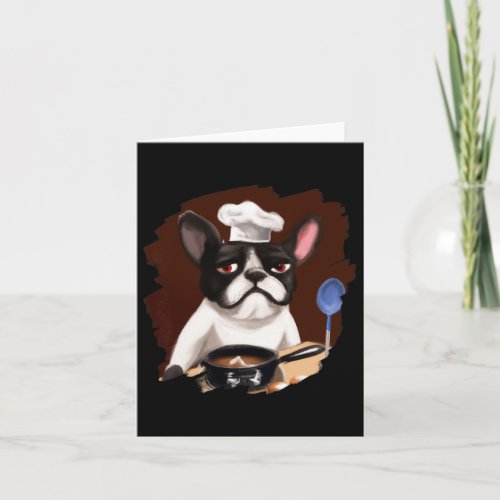 Frenchie French Bulldog Chef Cooking Food Dog  Card