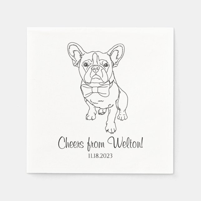 Frenchie French Bulldog Custom.Napkin Dog Wedding Napkins (Front)