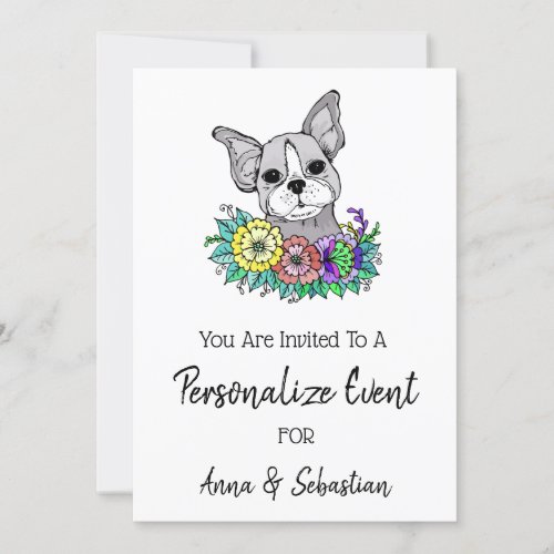  Frenchie French Bulldog Cute Event Invitation