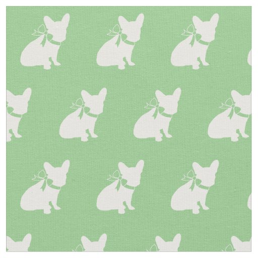 Frenchie French Bulldog Dog Frenchy Sage Green Fabric