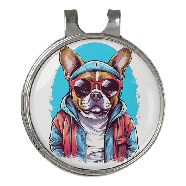 Frenchie French Bulldog Dog Golf Hat Clip (Front)