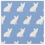 Frenchie French Bulldog Dog Silhouette Light Blue Fabric