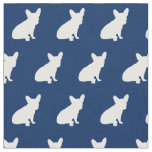 Frenchie French Bulldog Dog Silhouette Navy Blue Fabric