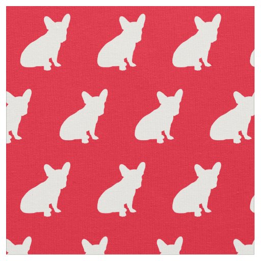 Frenchie French Bulldog Dog Silhouette Red Fabric