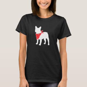 Frenchie French Bulldog Dog Wearing Red Bandana T-Shirt