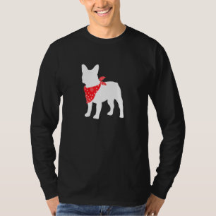 Frenchie French Bulldog Dog Wearing Red Bandana T-Shirt