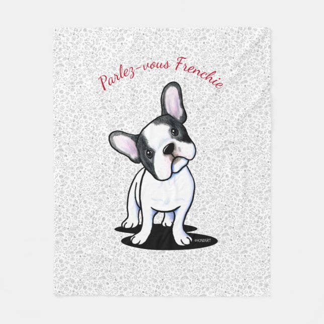 Frenchie French Bulldog Fleece Blanket (Front)
