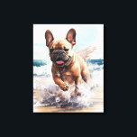 Frenchie French Bulldog Gift Canvas Print<br><div class="desc">French Bulldog on the beach watercolor wall art print is a great addition to your living room,  kitchen or great room.  Original artwork by Nicole.</div>