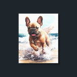 Frenchie French Bulldog Gift Canvas Print<br><div class="desc">French Bulldog on the beach watercolor wall art print is a great addition to your living room,  kitchen or great room.  Original artwork by Nicole.</div>