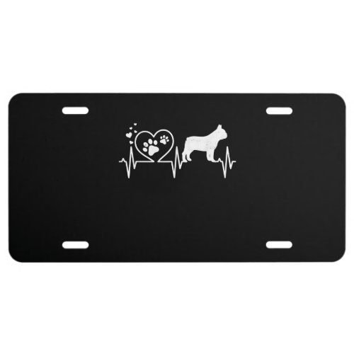 frenchie french bulldog  heartbeat simple gift license plate