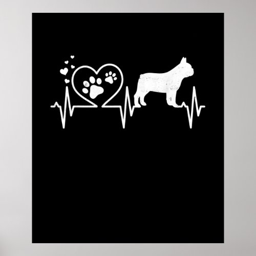 frenchie french bulldog  heartbeat simple gift poster