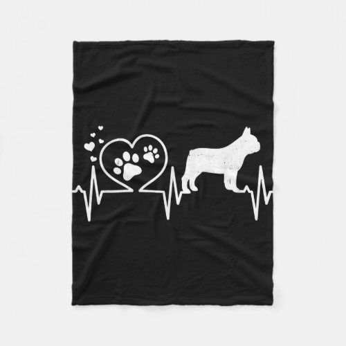 Frenchie French Bulldog Mom  Dad Heartbeat Heart Fleece Blanket