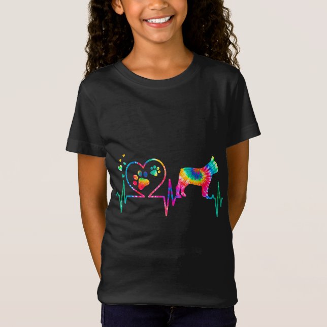 Frenchie French Bulldog Mom Dad Heartbeat Tie Dye T-Shirt (Front)