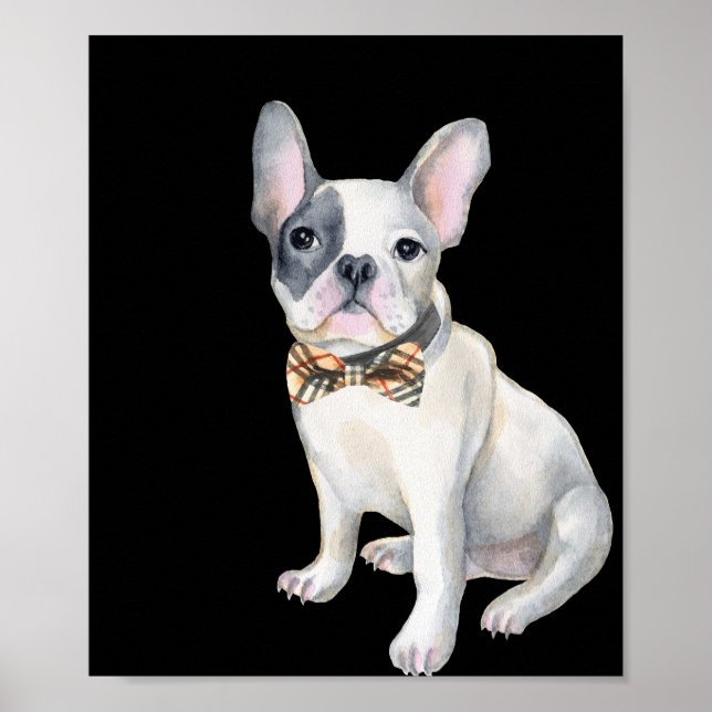 Frenchie French Bulldog plaid bow-tie Dogs In Poster (Front)