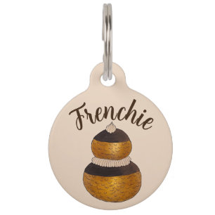 Frenchie French Pastry Cream Puff Choux Bun Food Pet ID Tag