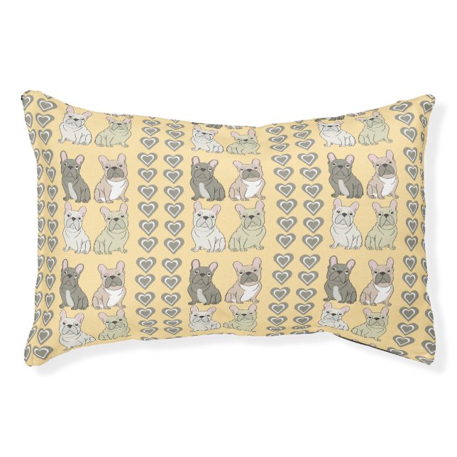 Frenchie friends hearts pet bed (Front)
