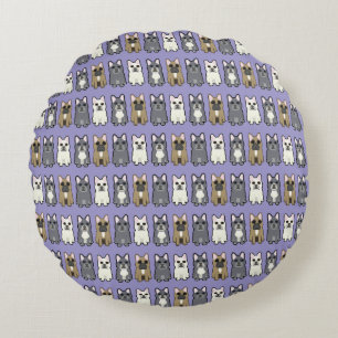 Frenchie friends, purple round pillow