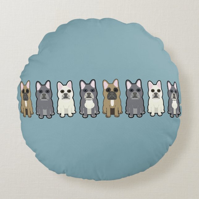 Frenchie Friends Round Pillow (Front)