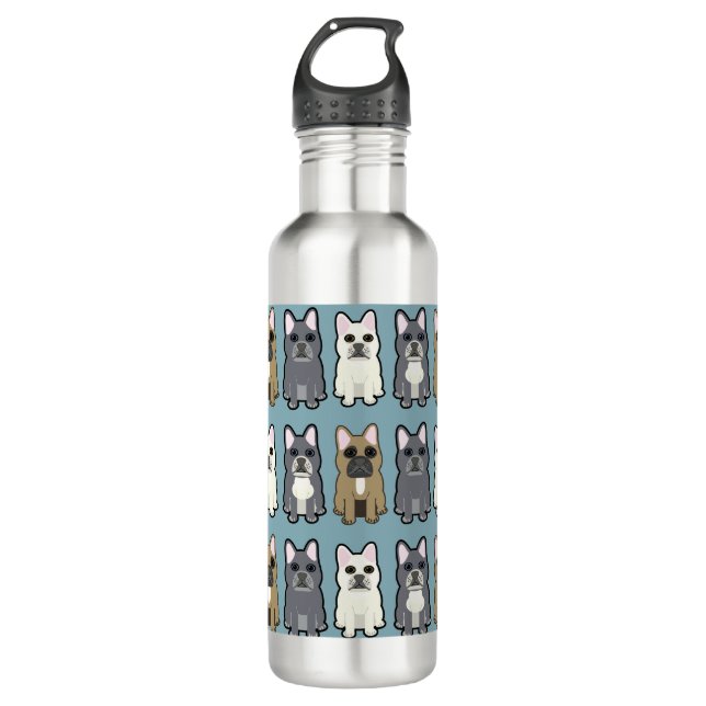 Frenchie Friends Stainless Steel Water Bottle (Front)