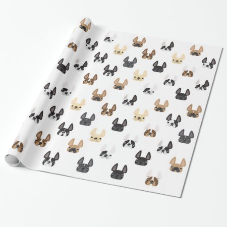 Frenchie & Friends Wrapping Paper - White