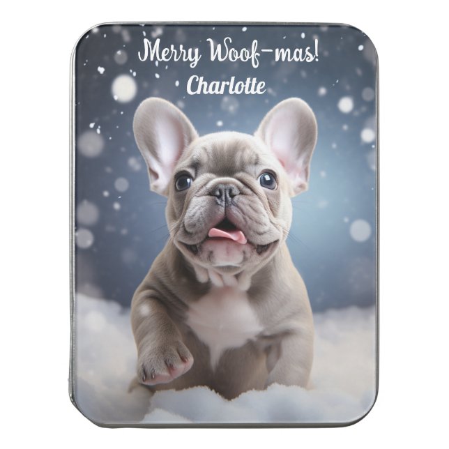 Frenchie Frosty Bliss Customizable  Jigsaw Puzzle (Lid Vertical)