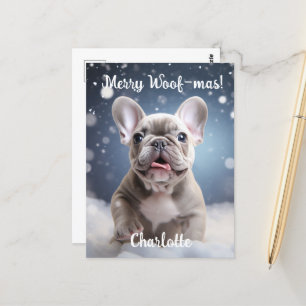 Frenchie Frosty Bliss Customizable Postcard